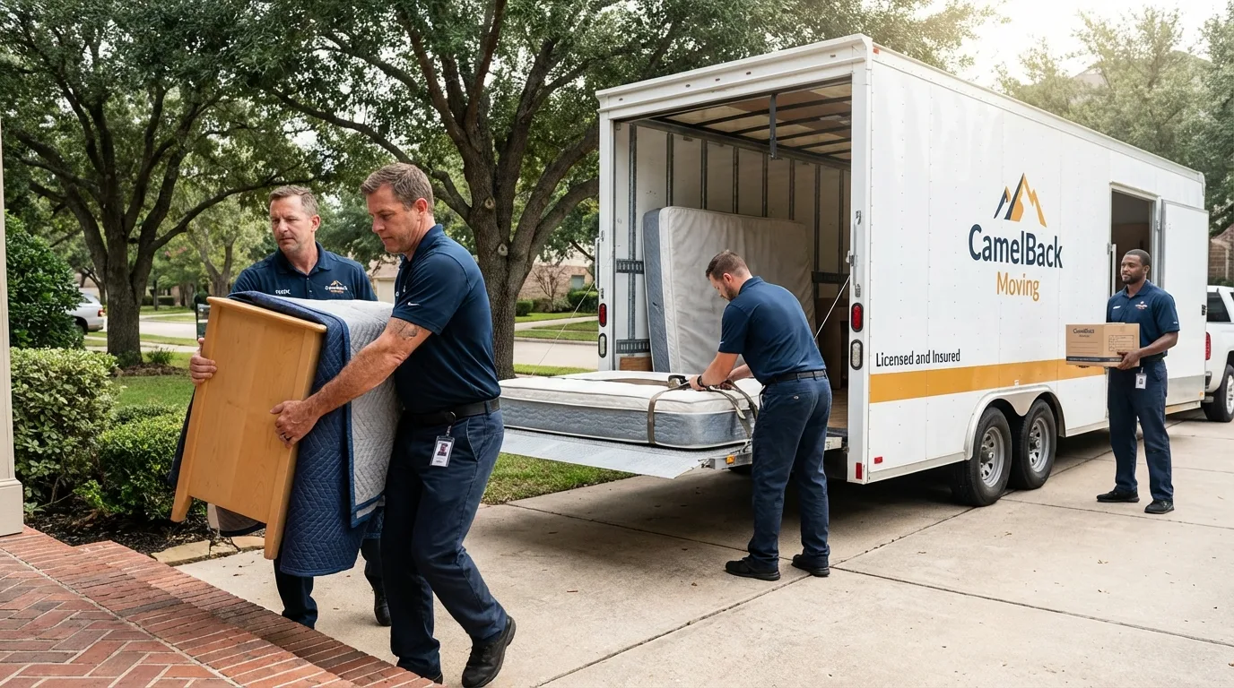 Crew loading residential truck for cross-state move from Glenpool, OK